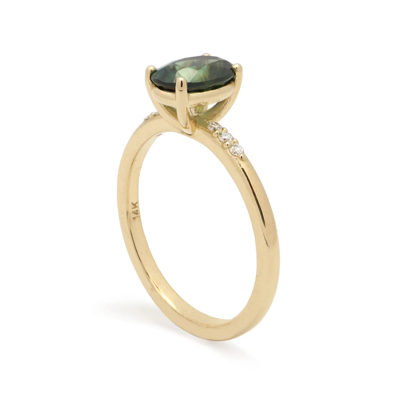 Arhea Ring • Teal Sapphire • 14K Yellow Gold - Image 2