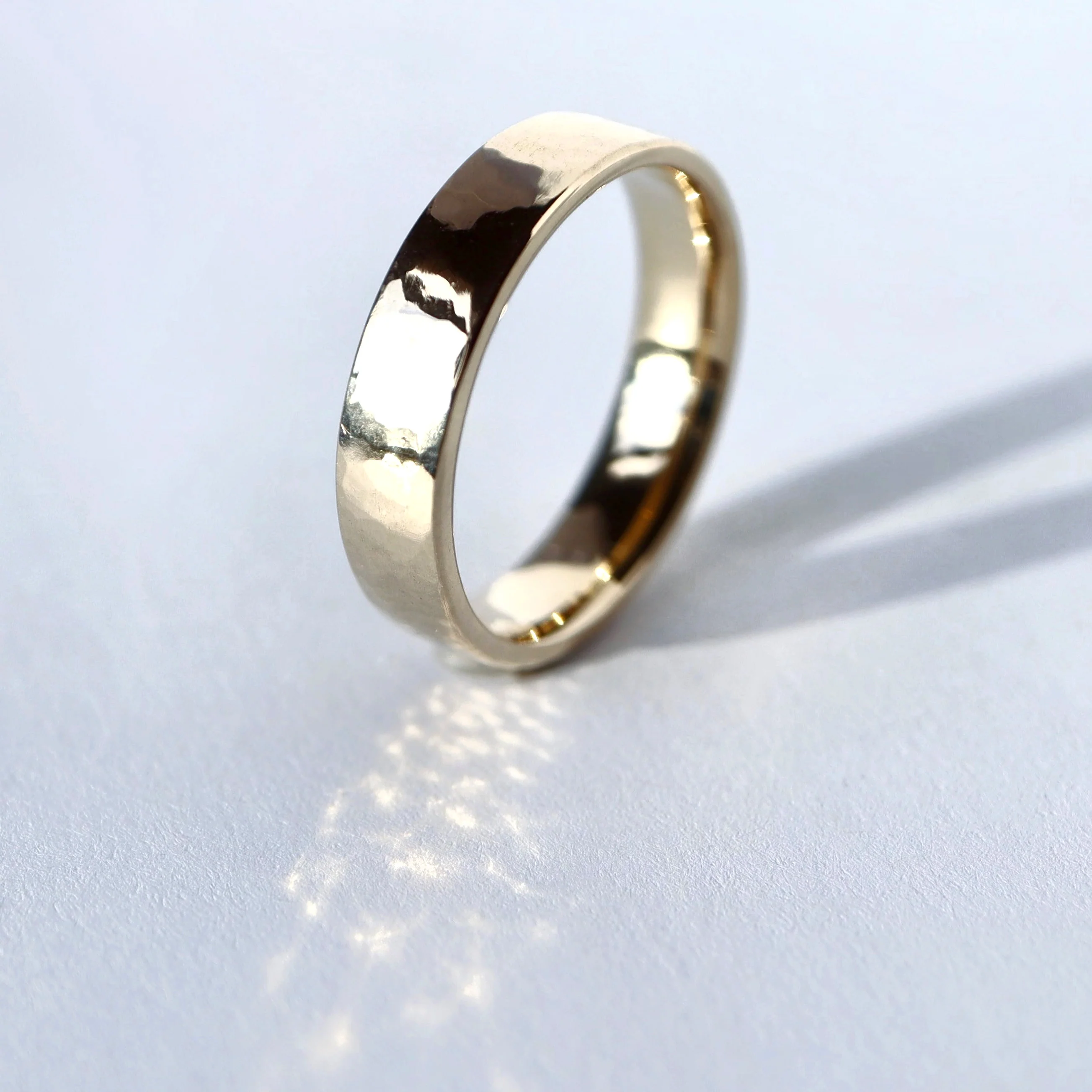 Flat Band Ring • Hammered Texture • 14K Gold • - Image 2