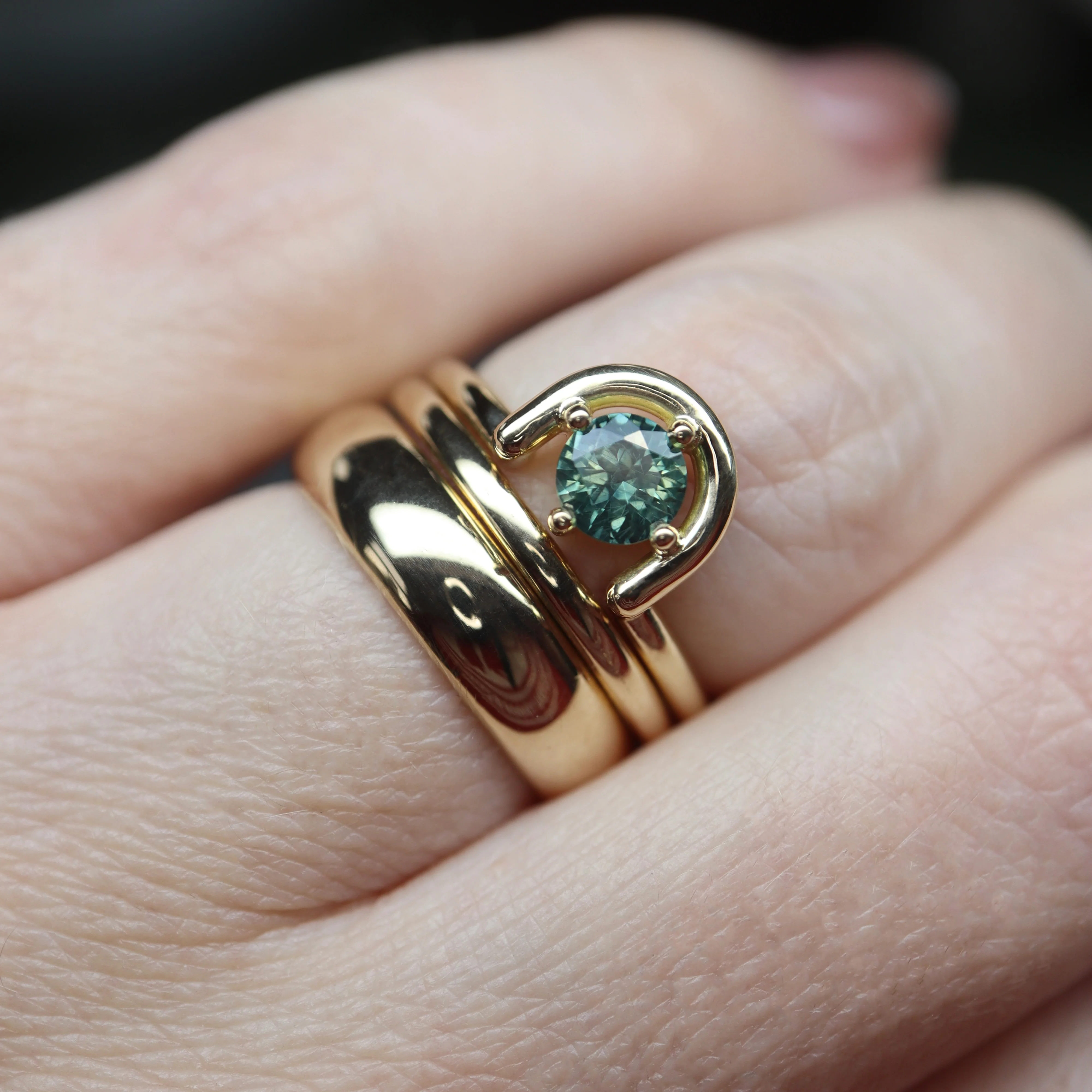 Lindy Ring • Blue/green Montana Sapphire • - Image 3