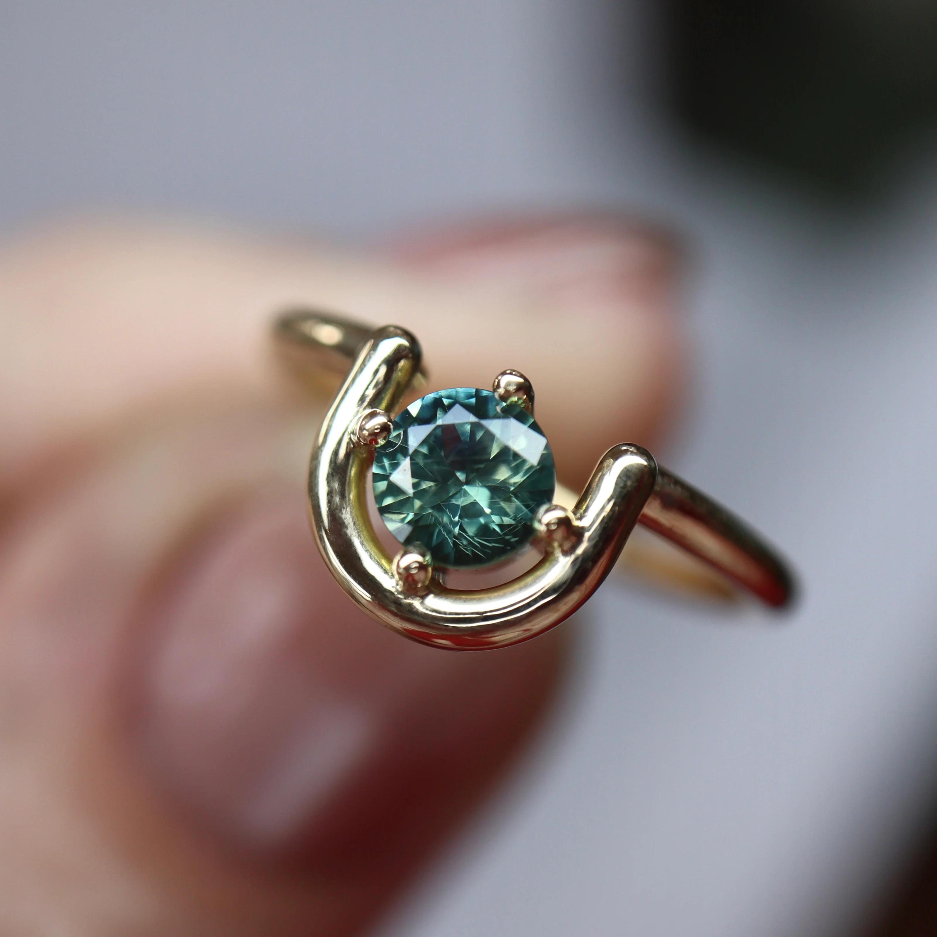 Lindy Ring • Blue/green Montana Sapphire • - Image 4