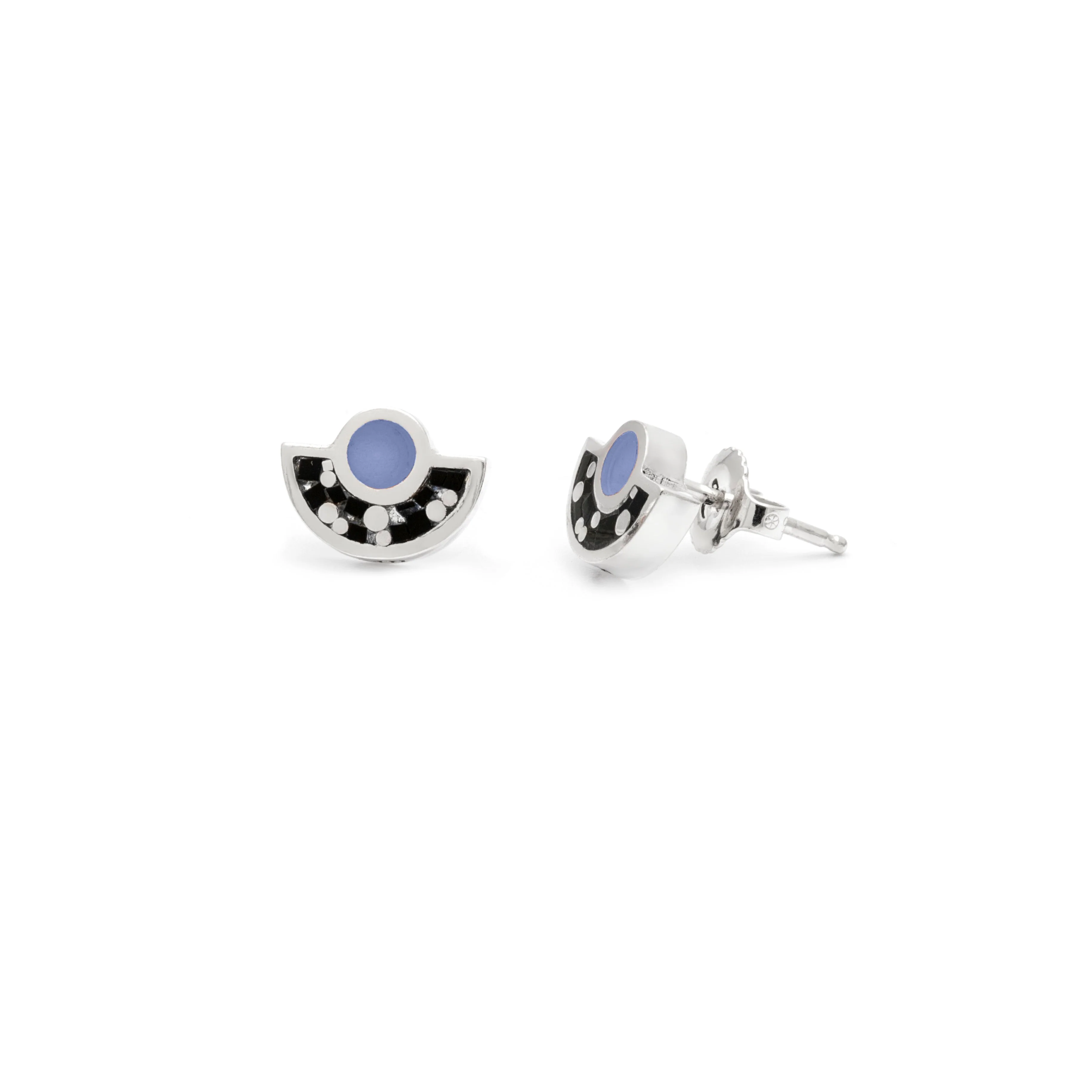 Brae Earrings • Silver • Mosaic Inlay • Black/Blue