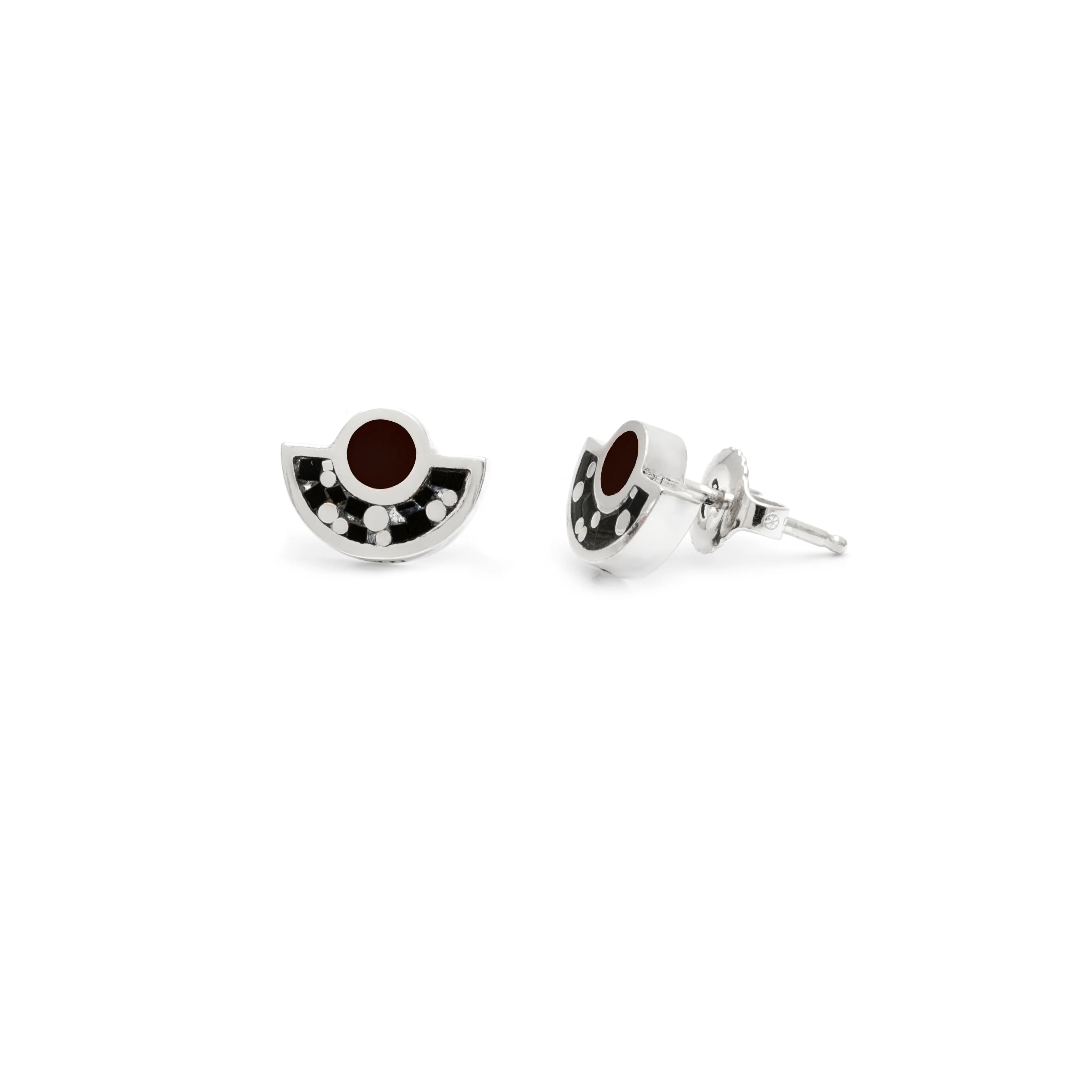 Brae Earrings • Silver • Mosaic Inlay • All Black