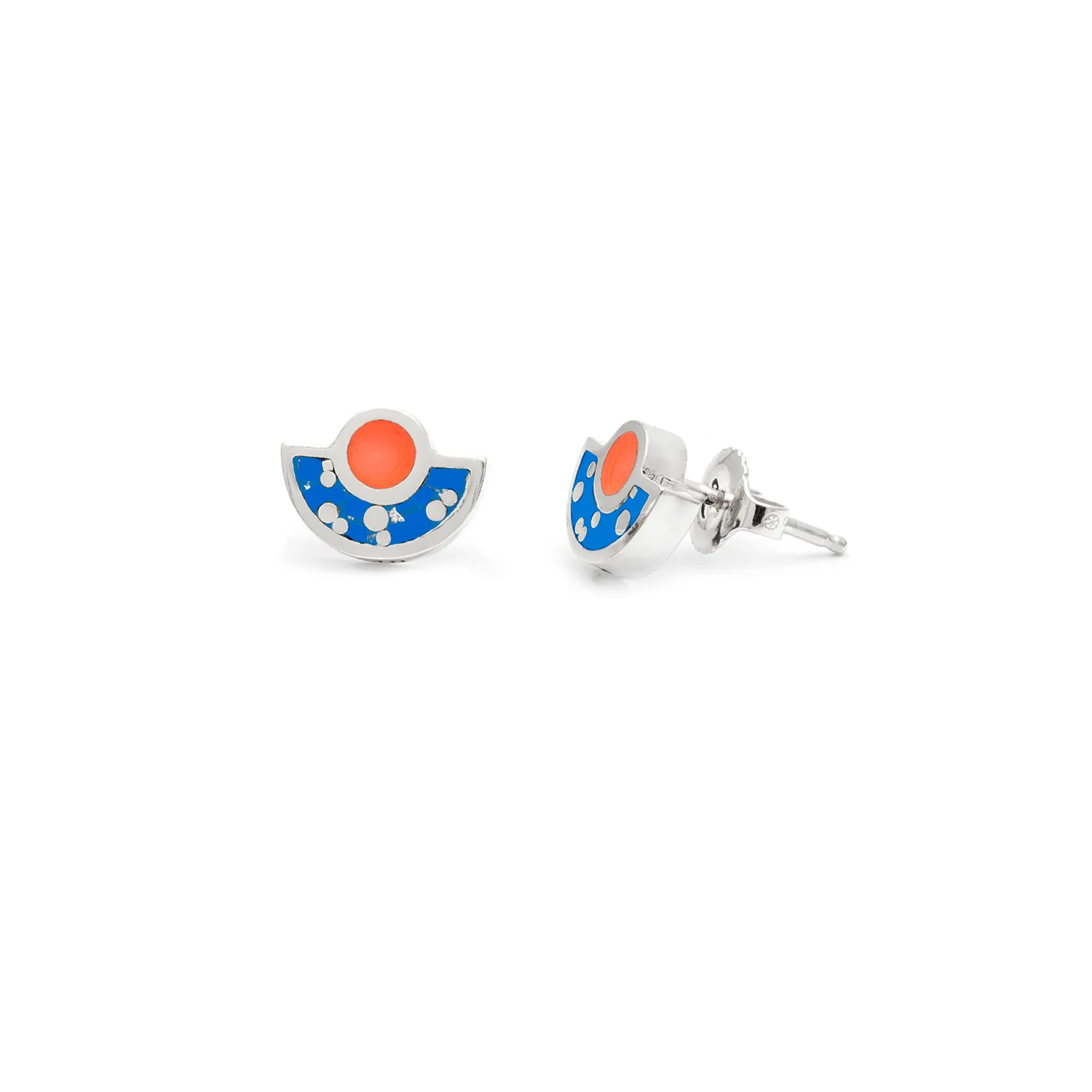 Brae Earrings • Silver • Mosaic Inlay • Blue