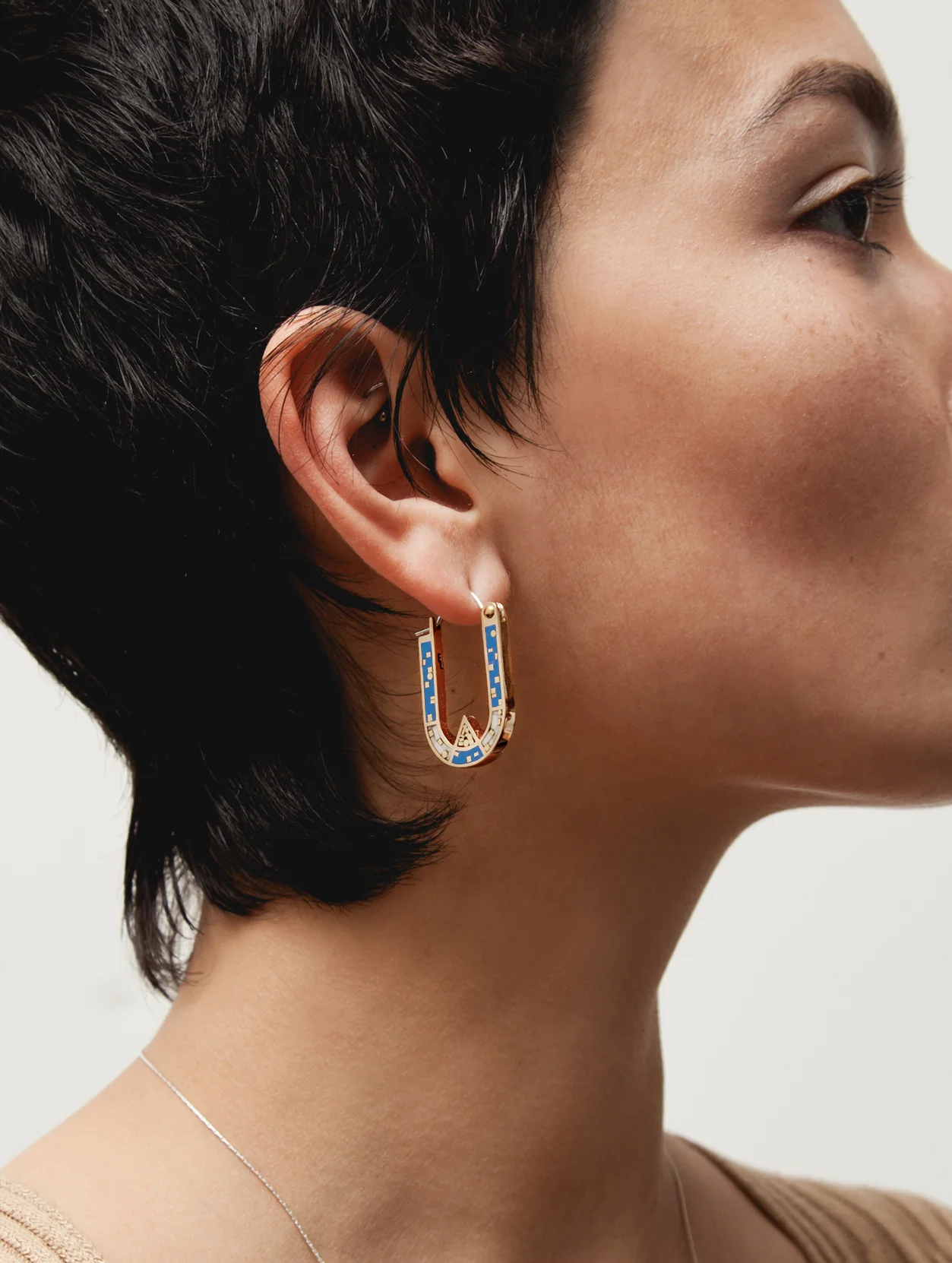 Wray Earrings • Bronze • Blue - Image 3