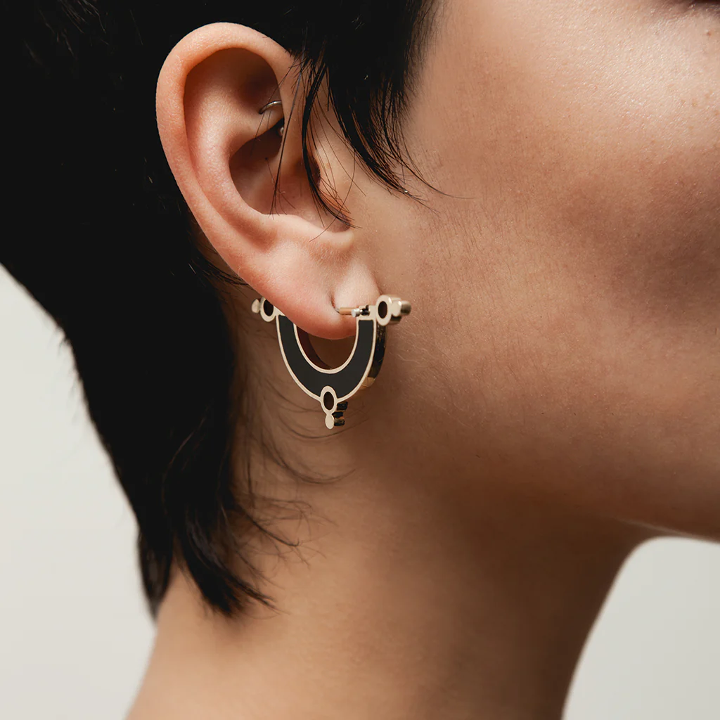 Daydream Earrings • Bronze • Solid Inlay • All Black - Image 2