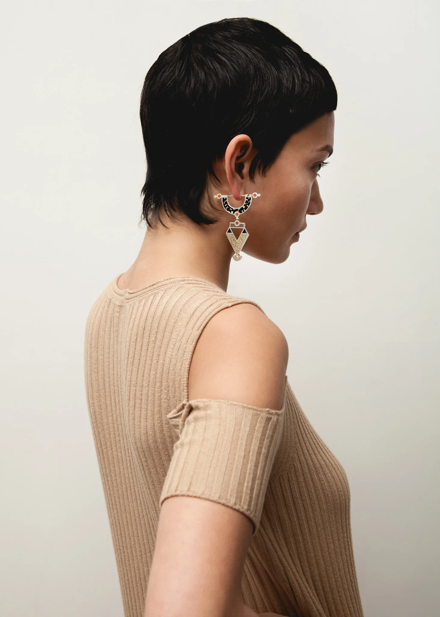 Golden Age Earrings • Silver • Mosaic Inlay • Black - Image 4