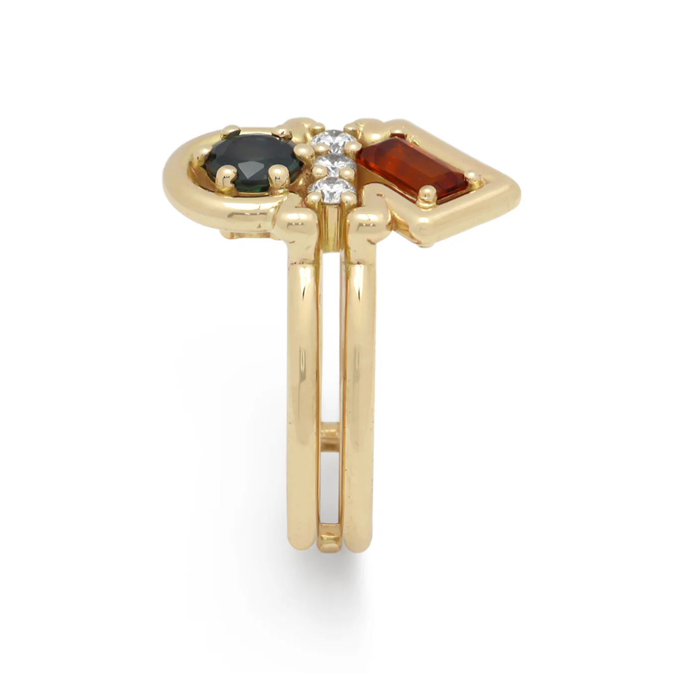 Leith Ring • Fire Citrine • Sapphire • Diamond • 14K Yellow Gold - Image 2