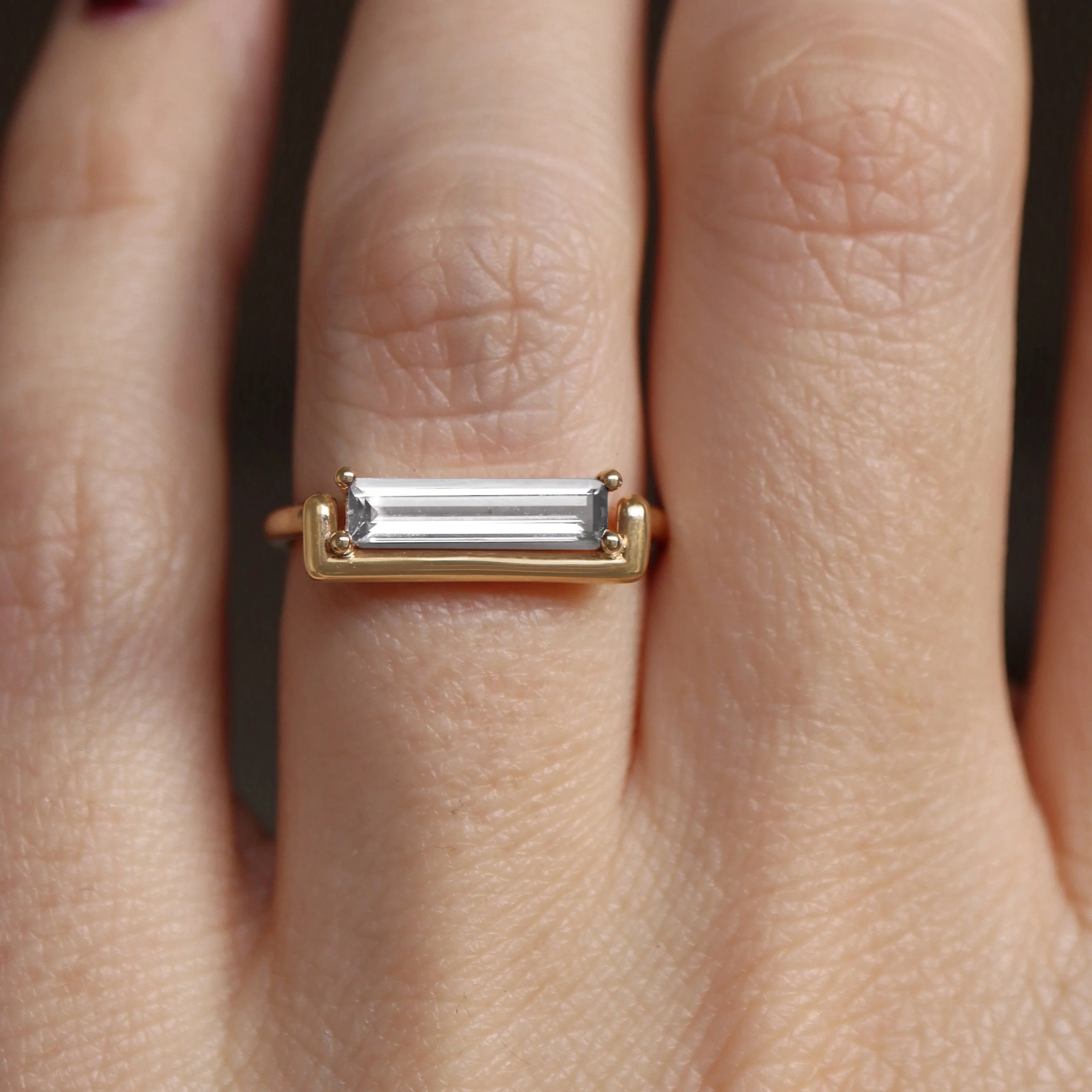May Ring • White Sapphire • Yellow Gold • - Image 3