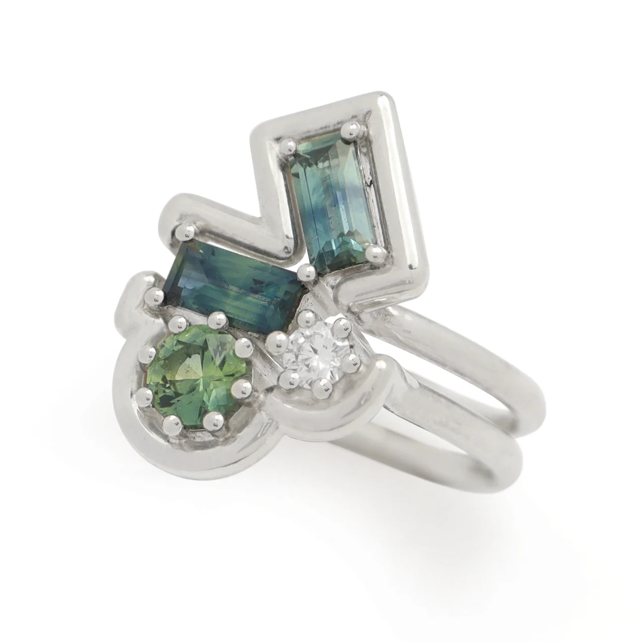 Rita Ring • White Gold • Sapphire • Diamond • - Image 2