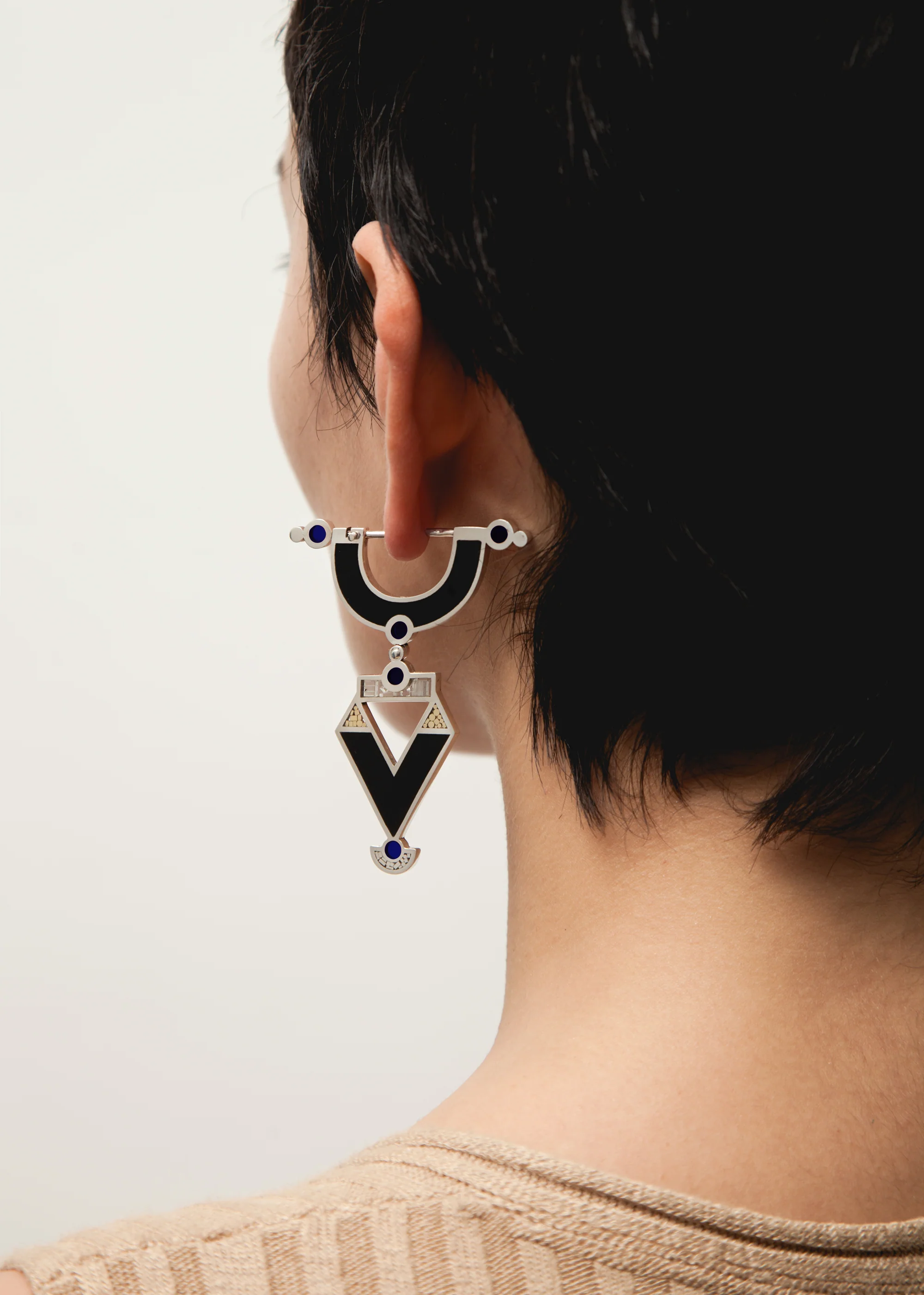 Golden Age Earrings • Silver • Solid Inlay • Black - Image 2