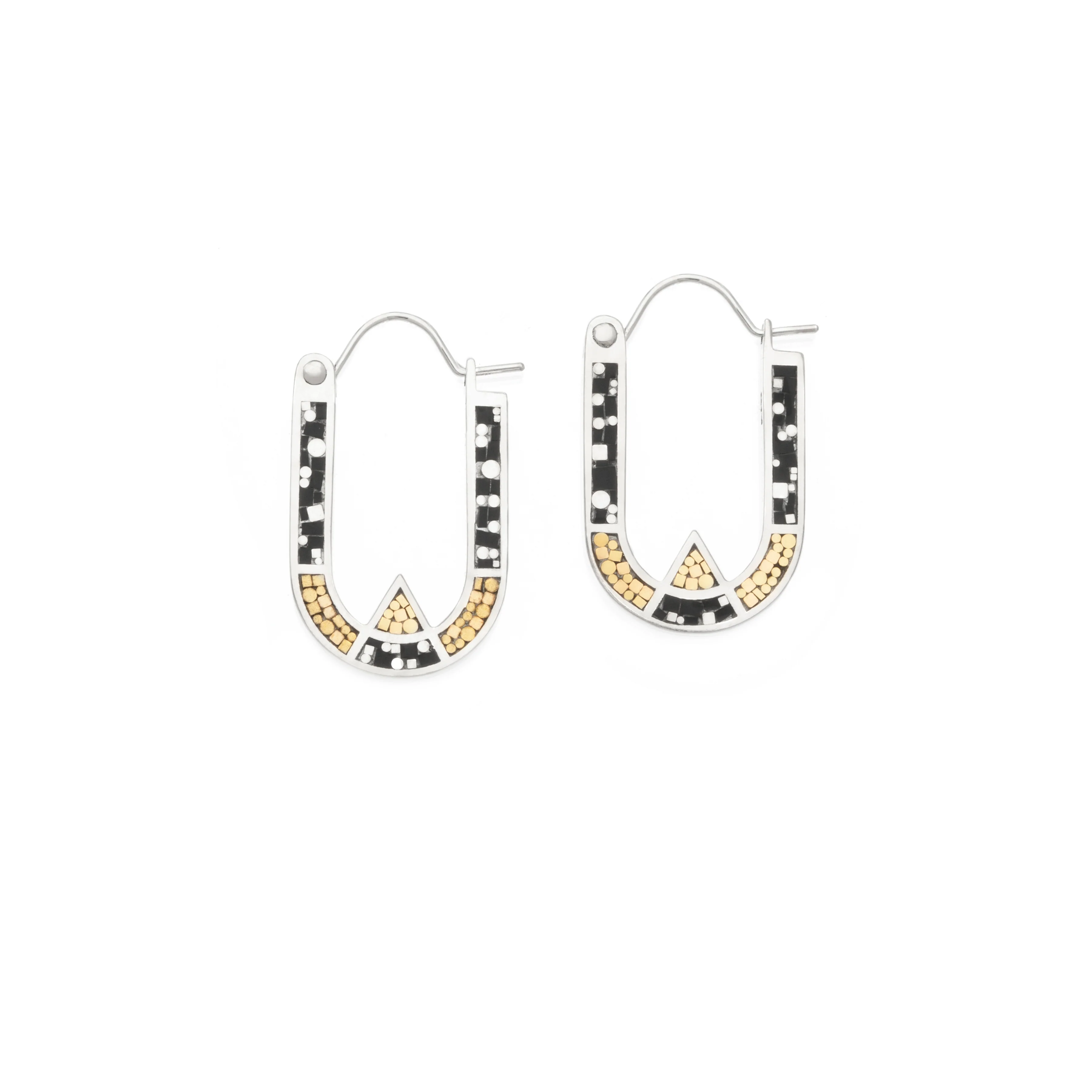 Wray Earrings • Silver • Black/Brass
