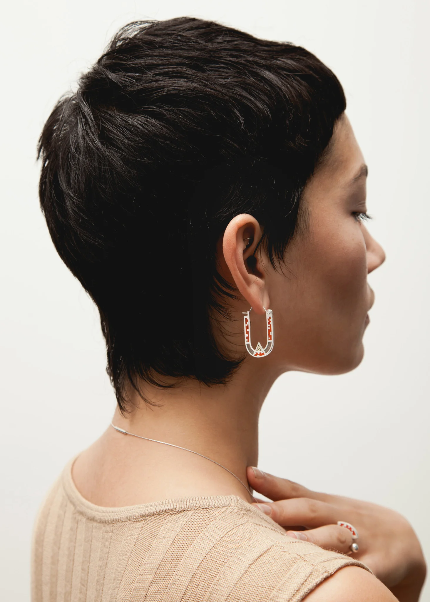 Wray Earrings • Silver • Red/Aqua - Image 3