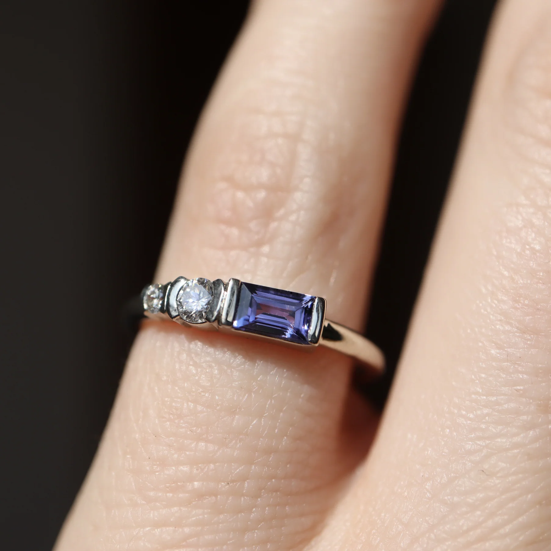 Zoe Ring • Sapphire • Diamond • 14K White Gold - Image 3