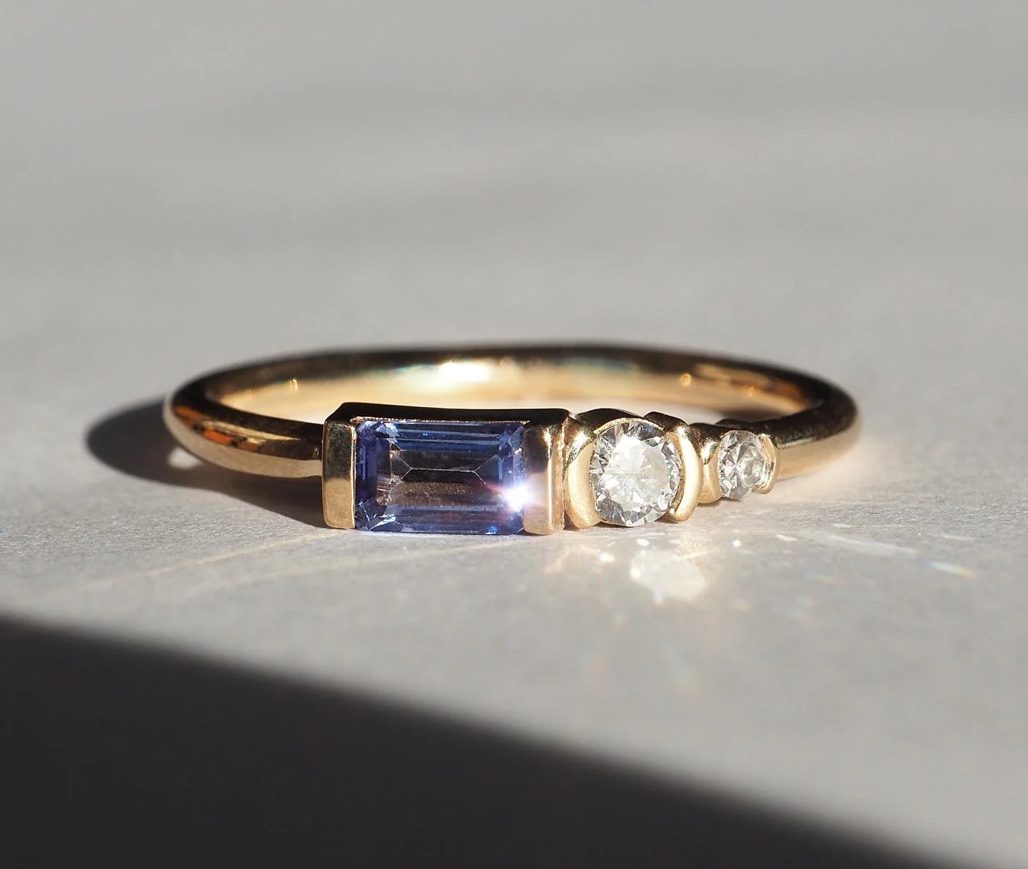 Zoe Ring • Sapphire • Diamond • 14K Yellow Gold - Image 4